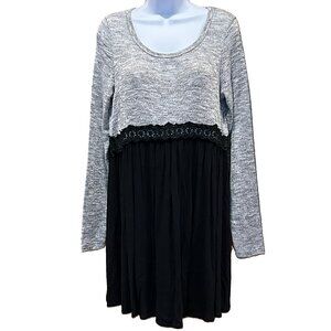 Basil Lola Sweater Dress in Silver and Black